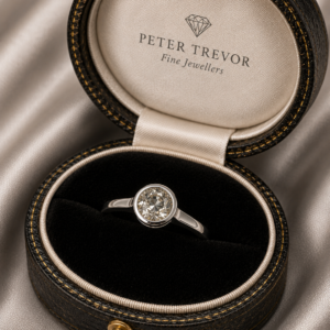 Diamond, platinum solitaire ring