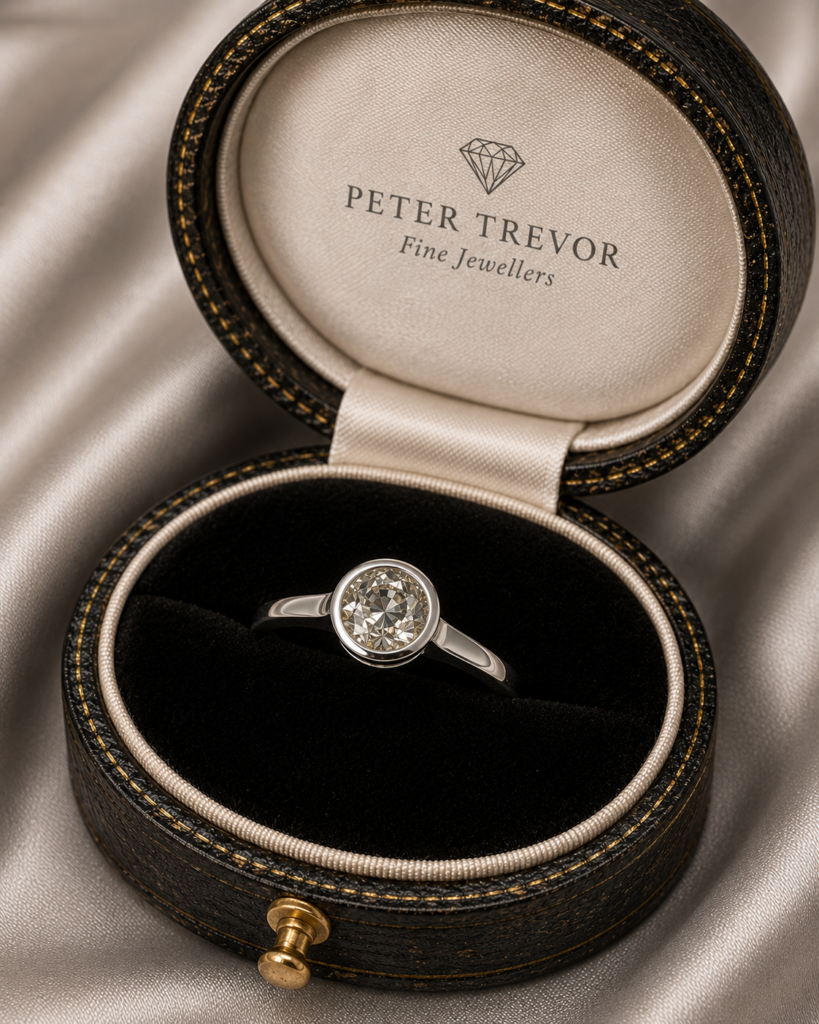 Diamond, platinum solitaire ring