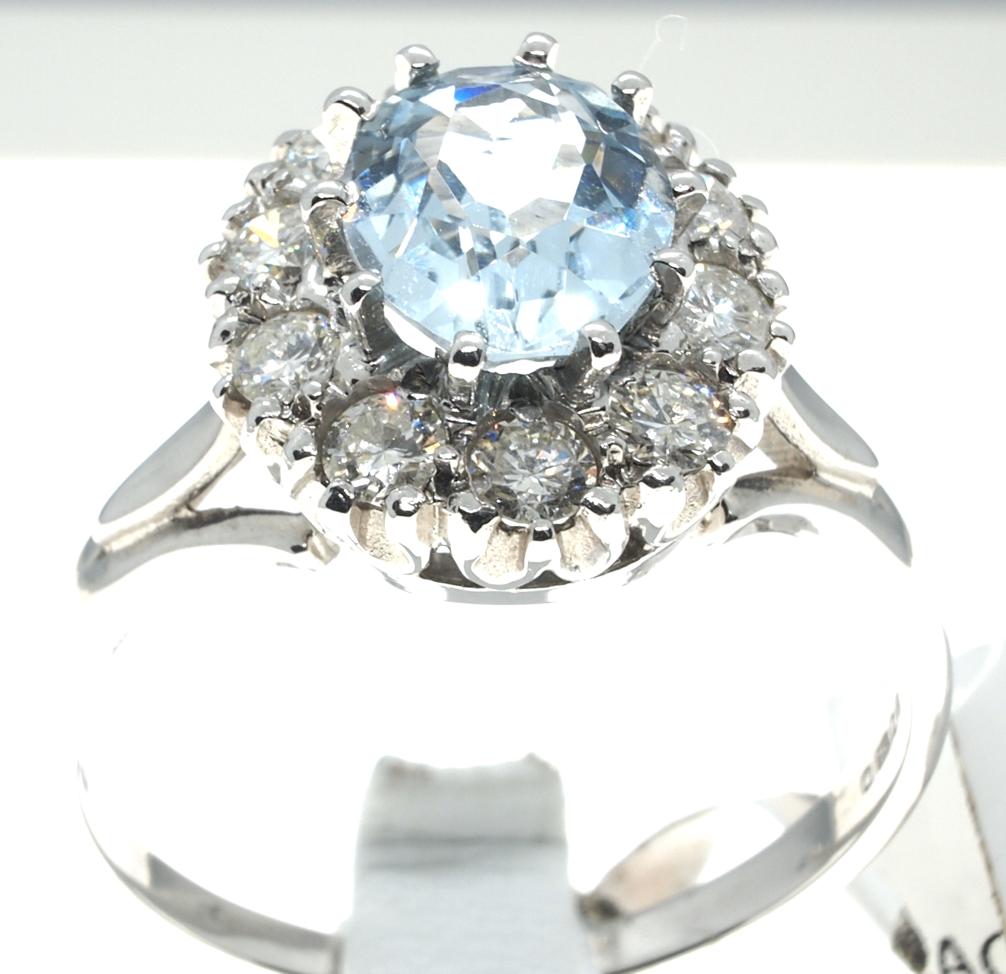 Aquamarine, diamond halo ring - Image 5