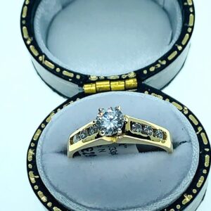 Ring, single stone, cubic zirconia