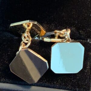 Vintage 9ct Yellow Gold Cufflinks, Retro Square Design