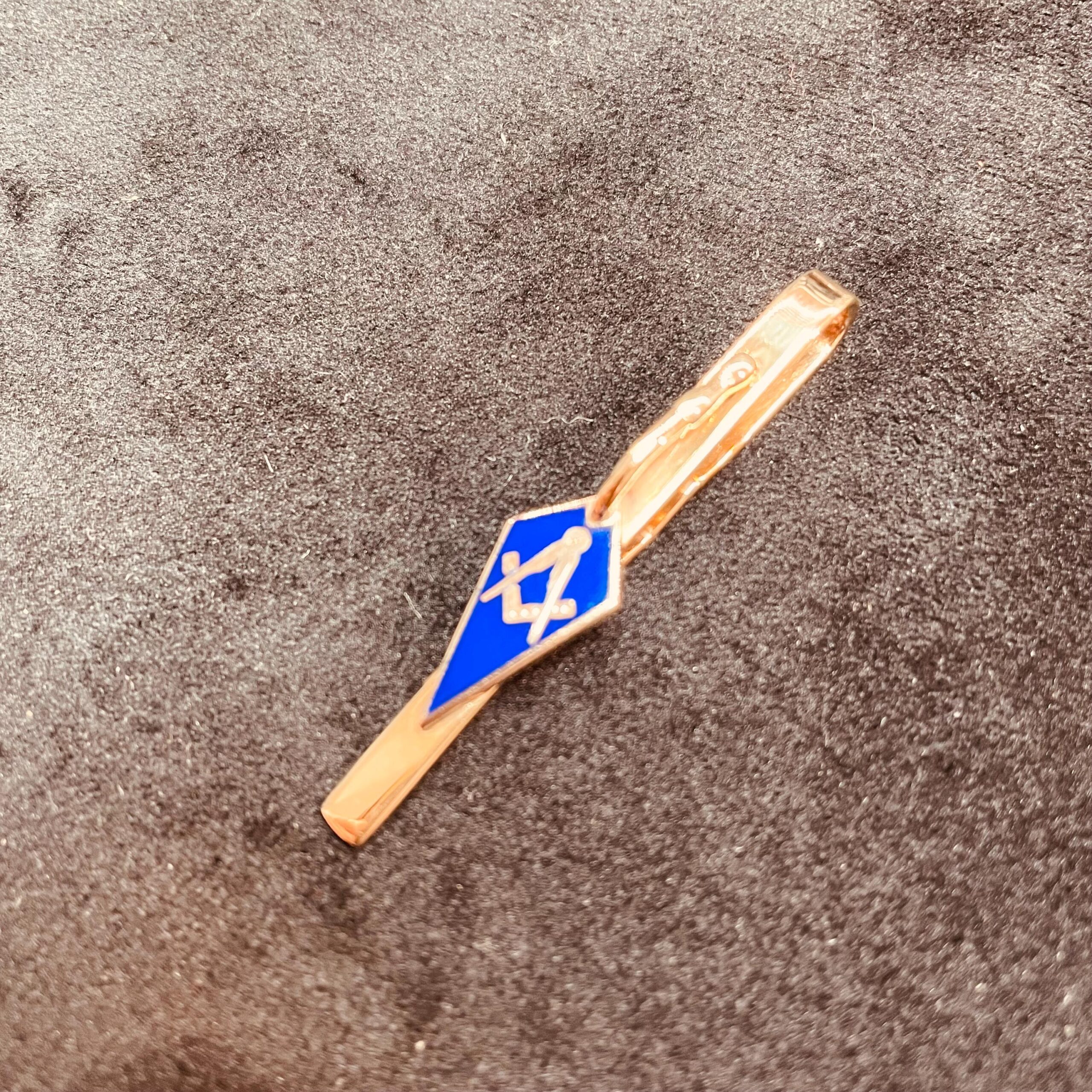 Masonic tie slide. square and compass. blue enamel. masons trowel - Image 3