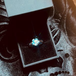 9ct White Gold Blue Quartz Ring, Diamond Accent, UK Size P
