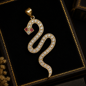 Yellow Gold Cubic Zirconia Snake Pendant