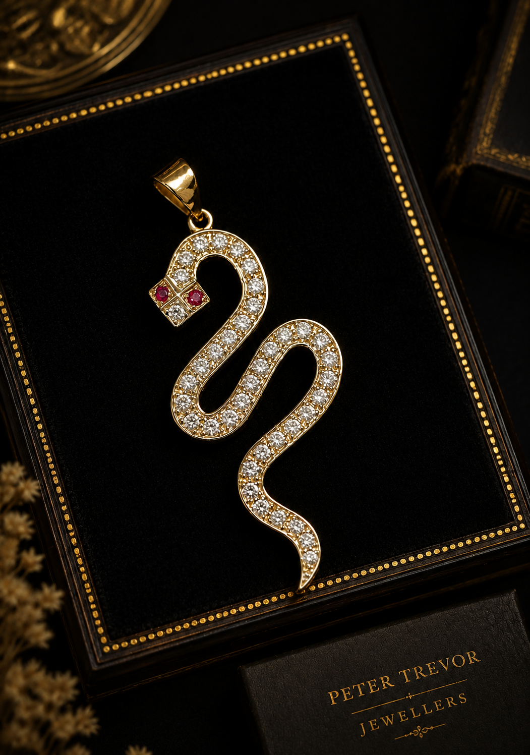 Yellow Gold Cubic Zirconia Snake Pendant