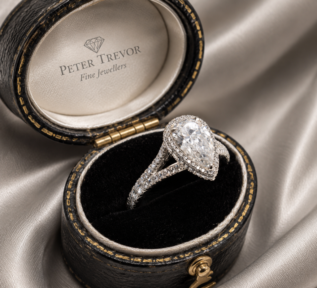 Pear shaped diamond ring
