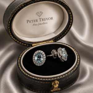 Aquamarine stud ear rings