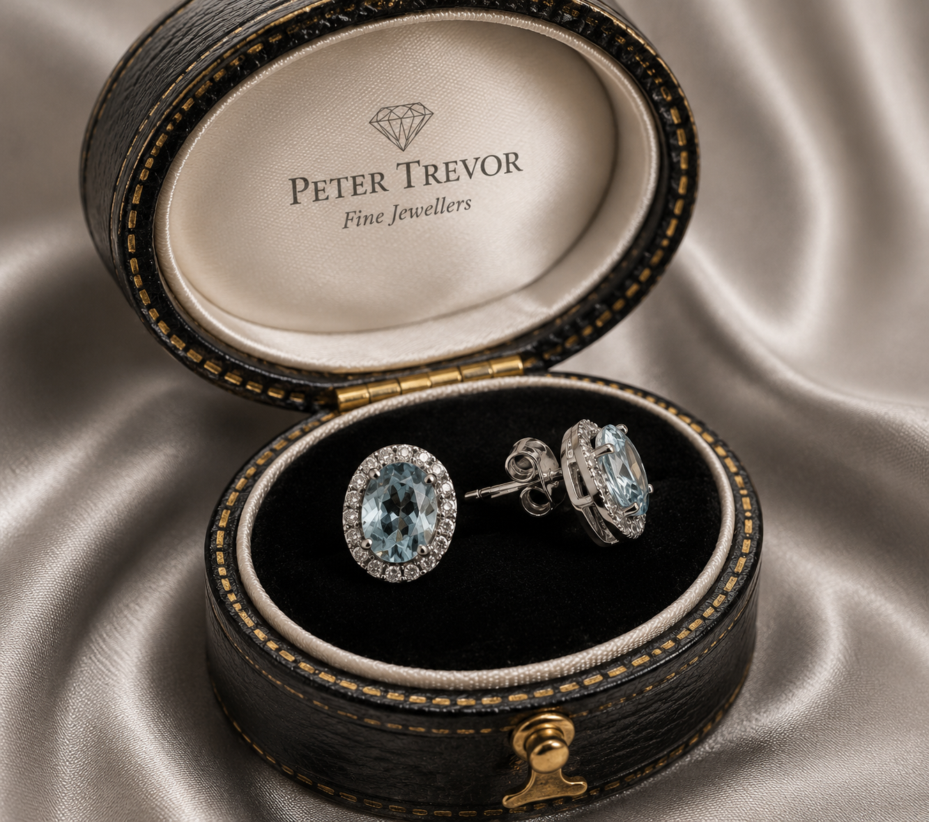 Aquamarine stud ear rings