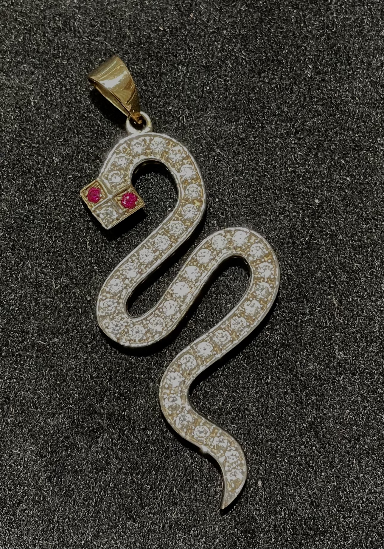 Yellow Gold Cubic Zirconia Snake Pendant - Image 5