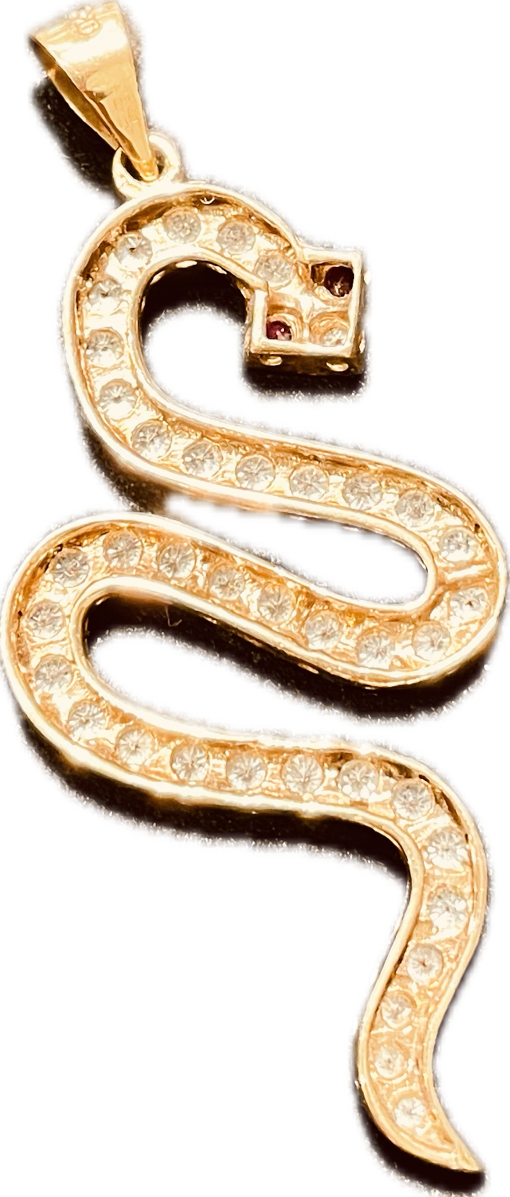 Yellow Gold Cubic Zirconia Snake Pendant - Image 7