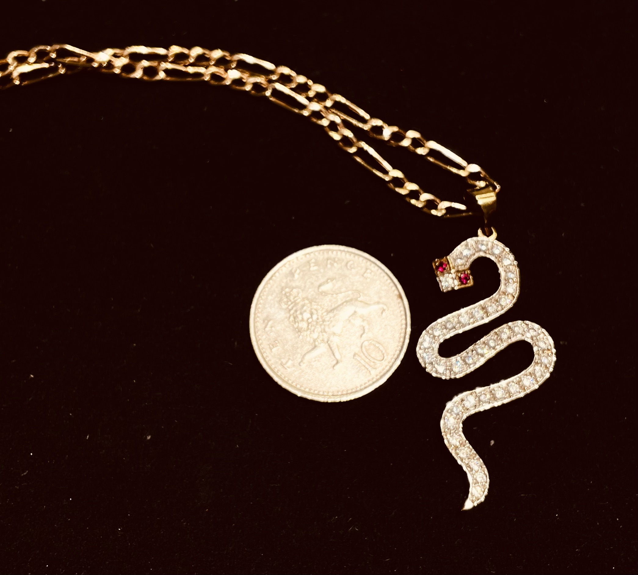 Yellow Gold Cubic Zirconia Snake Pendant - Image 3